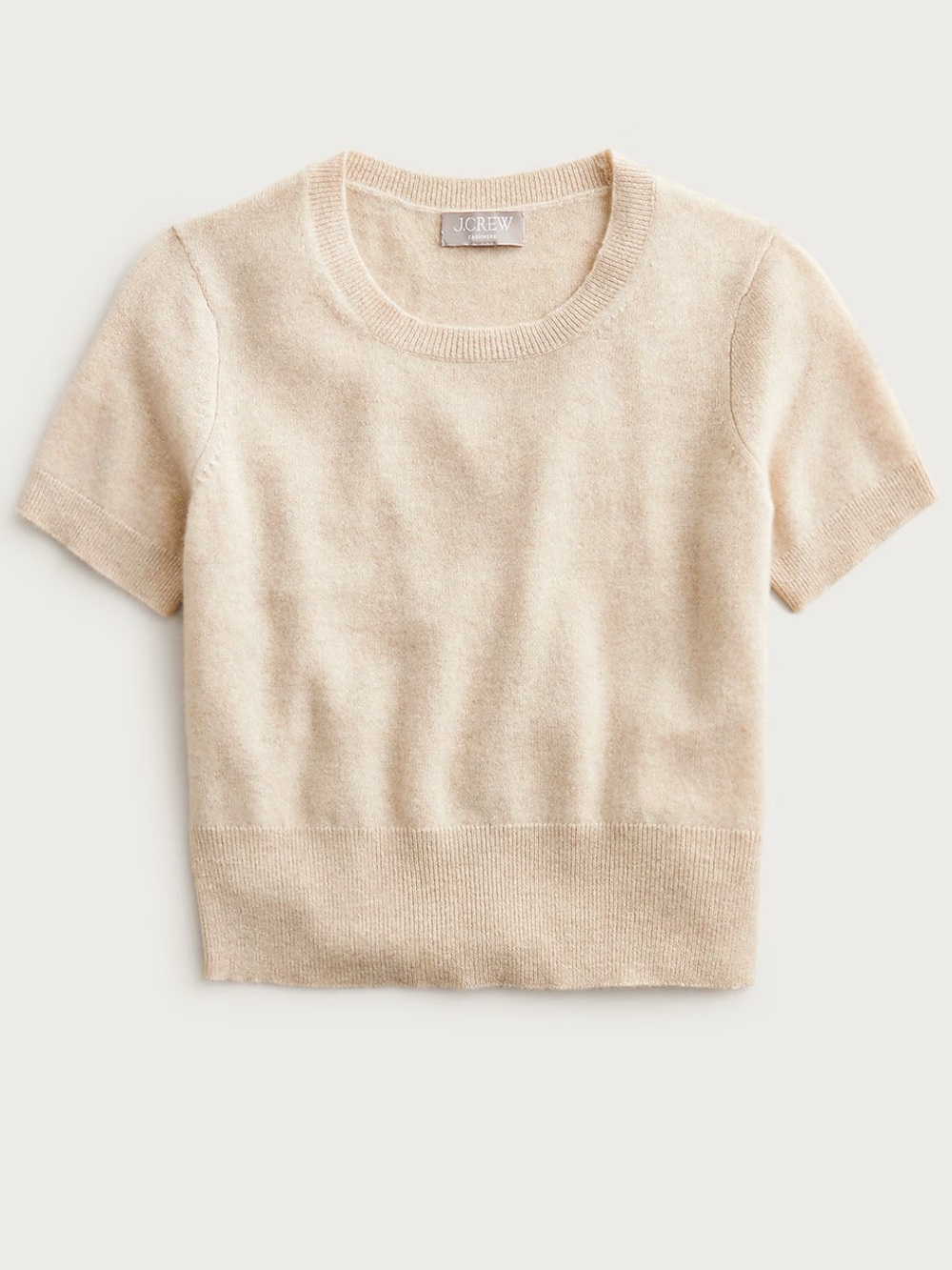 J. Crew Neutral Cream Cashmere Shrunken T-Shirt